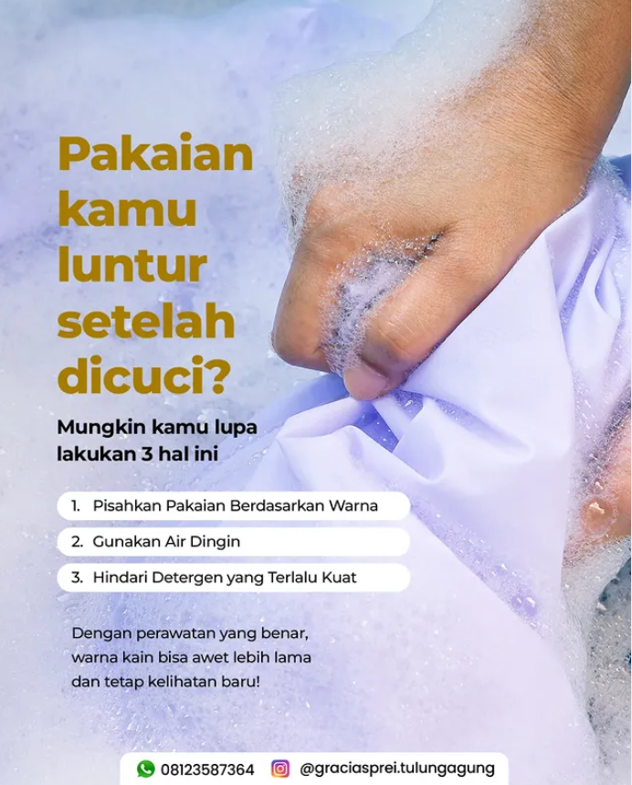 <p>Habis cuci baju atau gamis kesayangan, eh warna